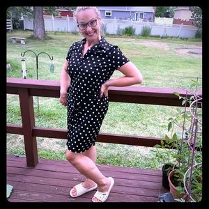 Ann Taylor Black and White Polka Dot Dress M
